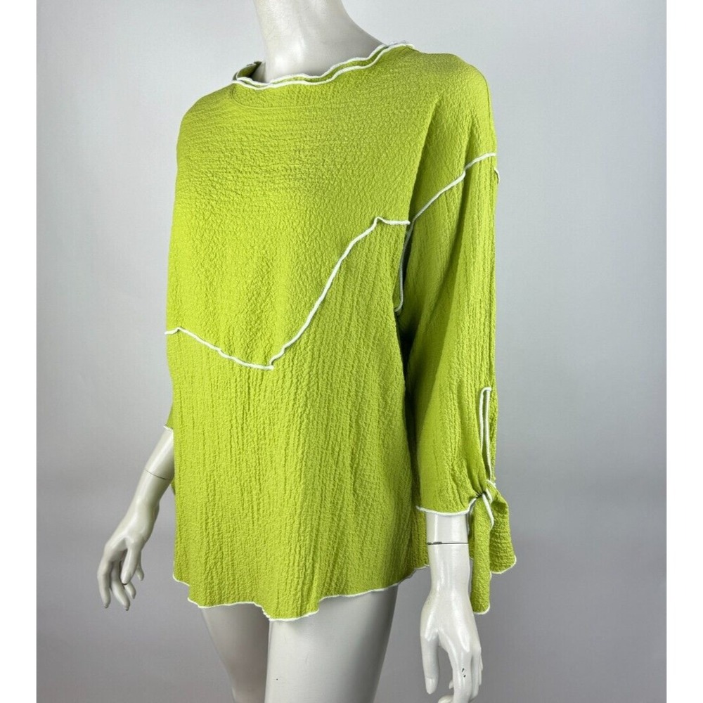 IC‎ By Connie K Art to wear Top Women L EUC 3/4 Sleeve Boat Neck Neck Stretch